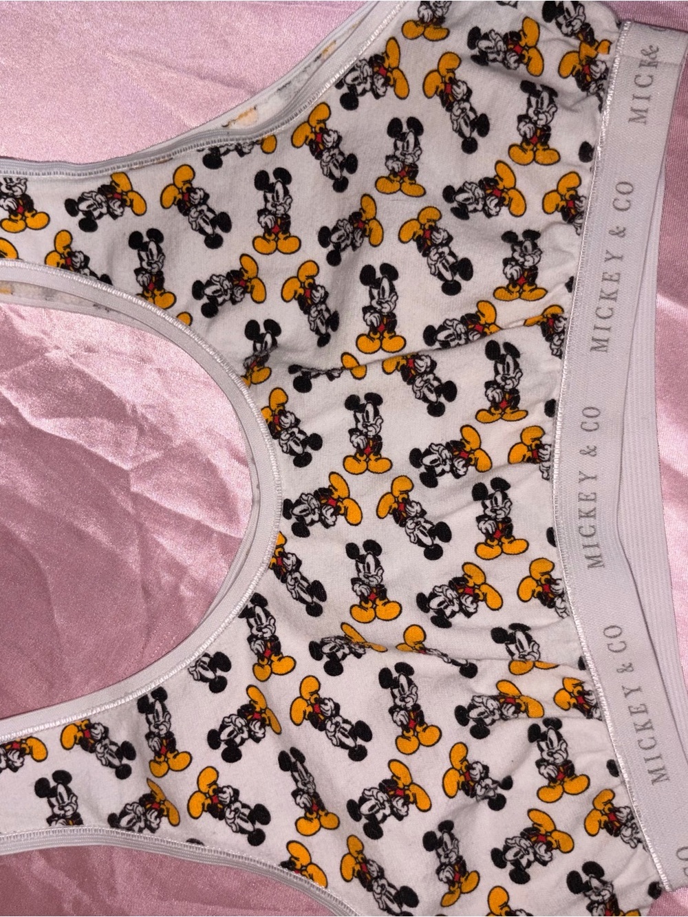 Disney White Racerback Bralette with Yellow Mickey Print